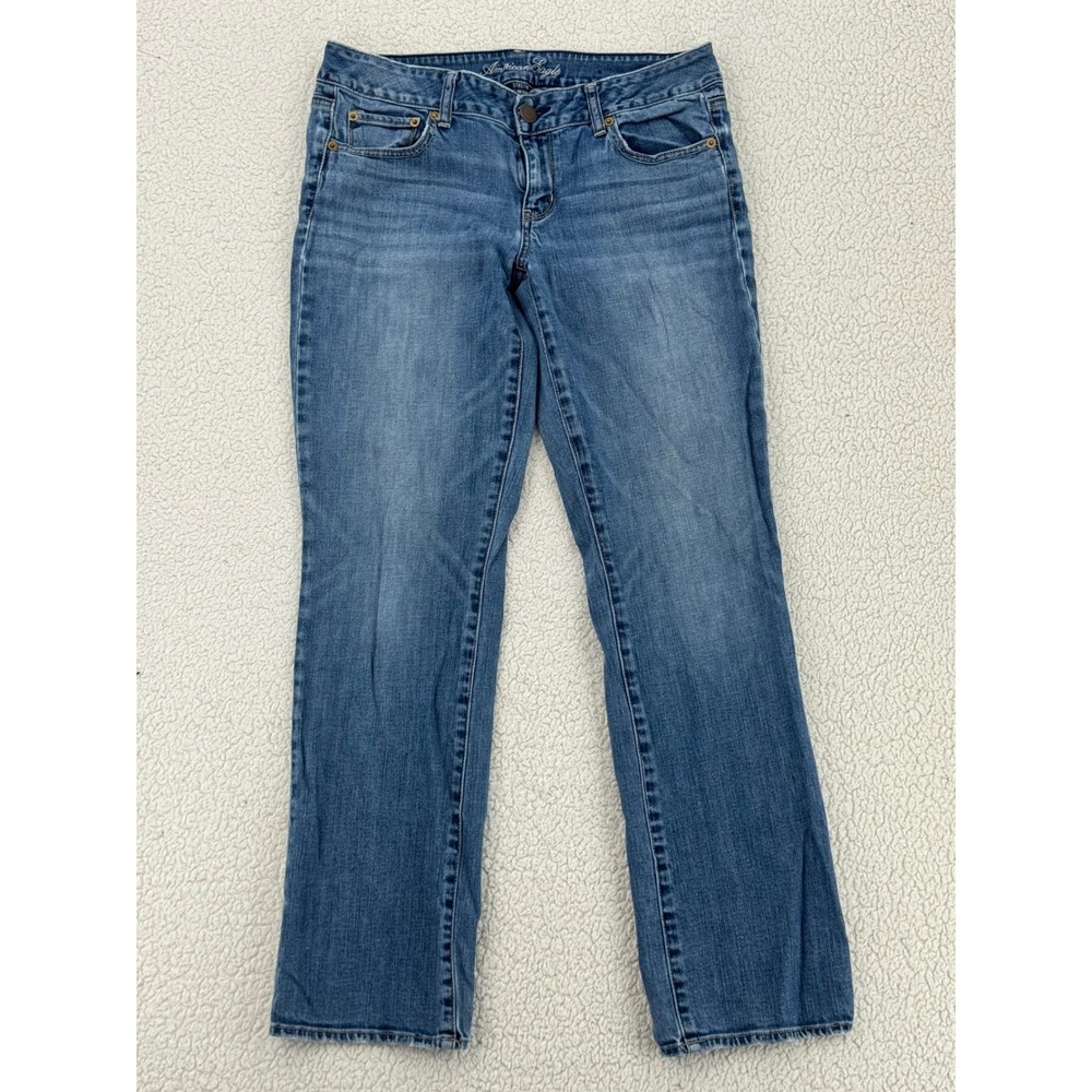 American Eagle Straight Leg Jeans Women Size 10 Blue Stretch Denim